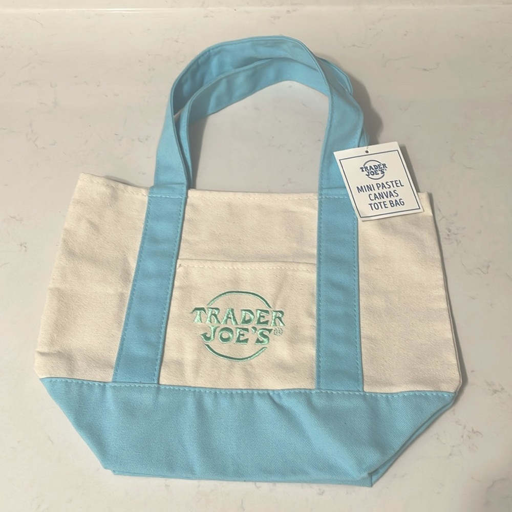 Trader Joe's Pastel Canvas Tote Bag - Light Blue